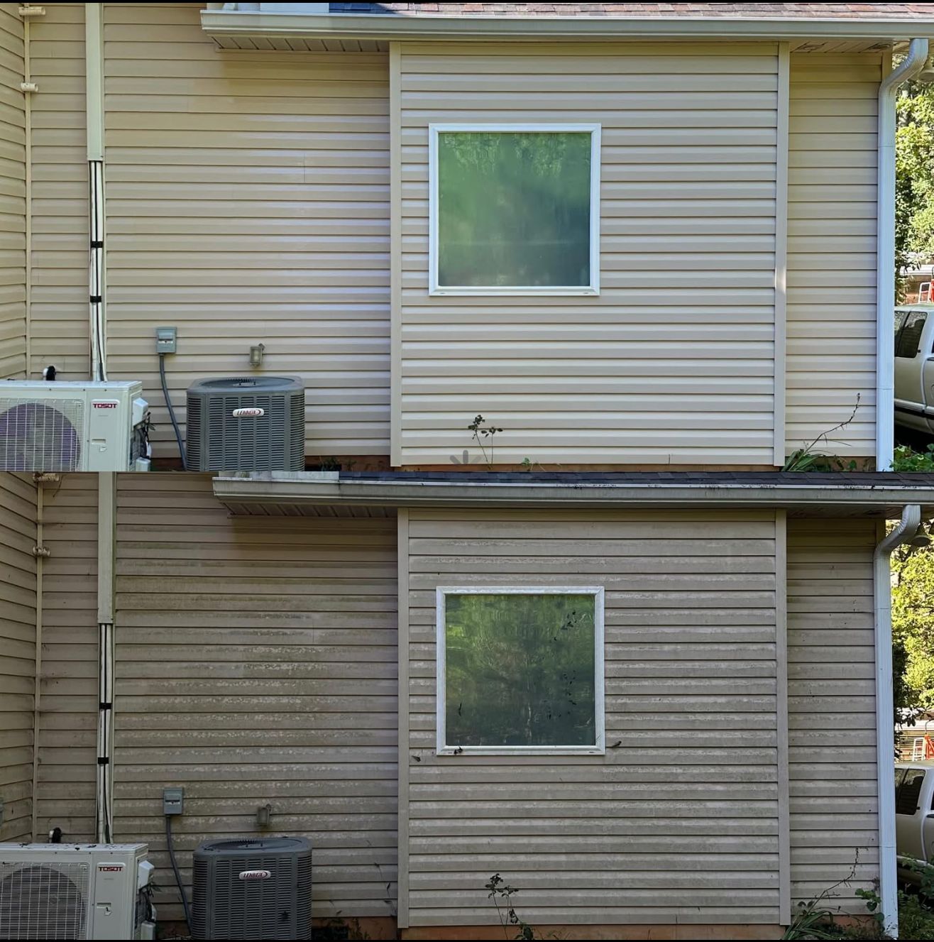 House washing result — clean siding on a North Georgia home