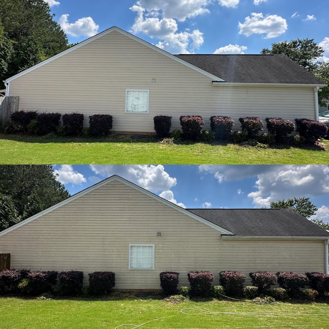 House washing result — clean siding on a North Georgia home