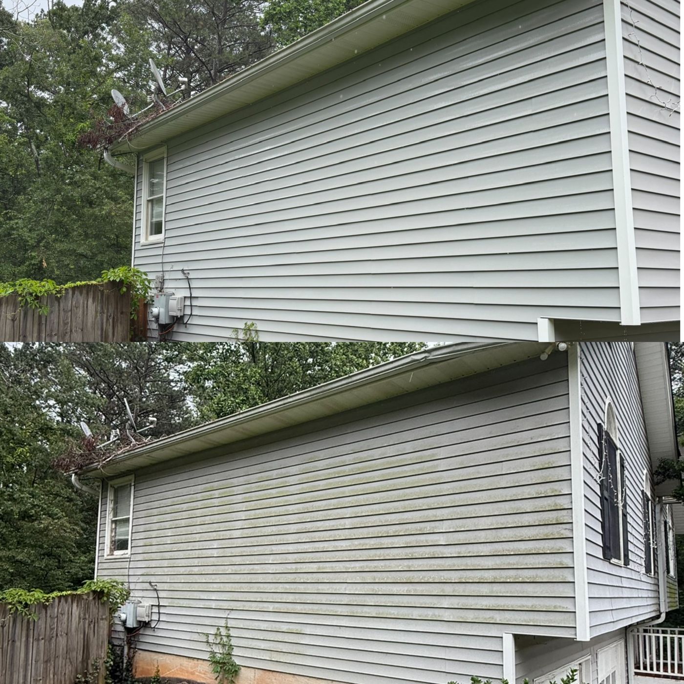 House washing result — clean siding on a North Georgia home