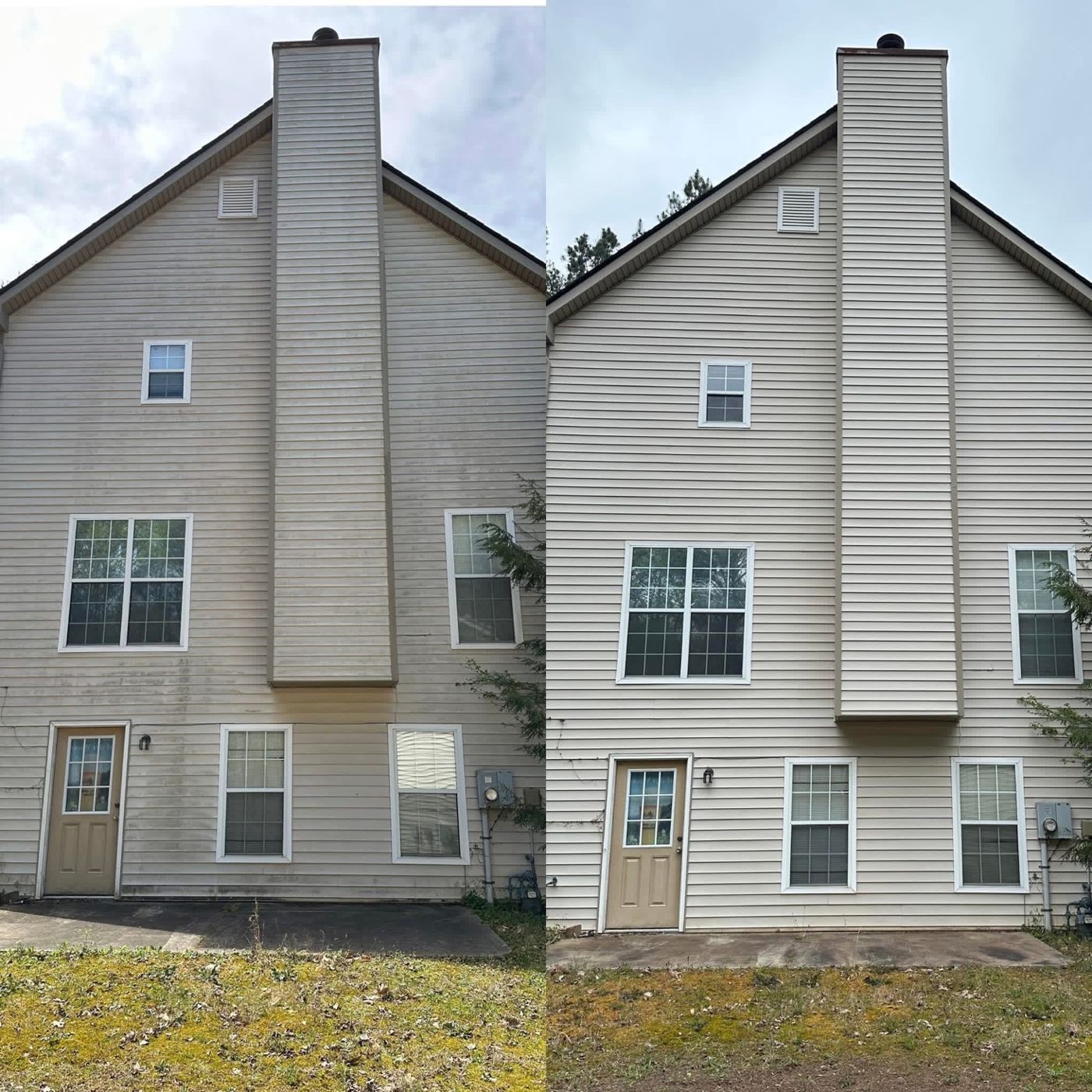 House washing result — clean siding on a North Georgia home