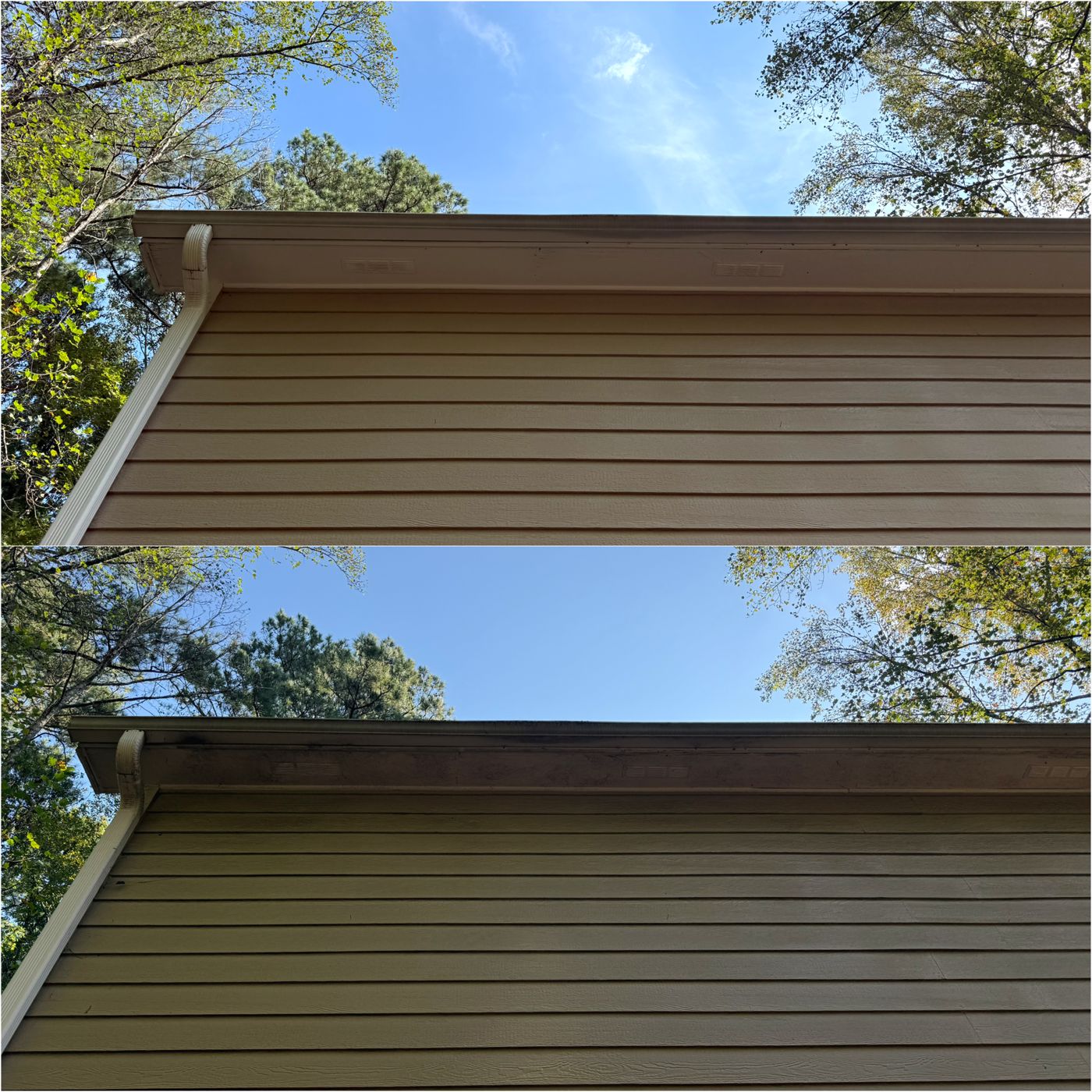 House washing result — clean siding on a North Georgia home