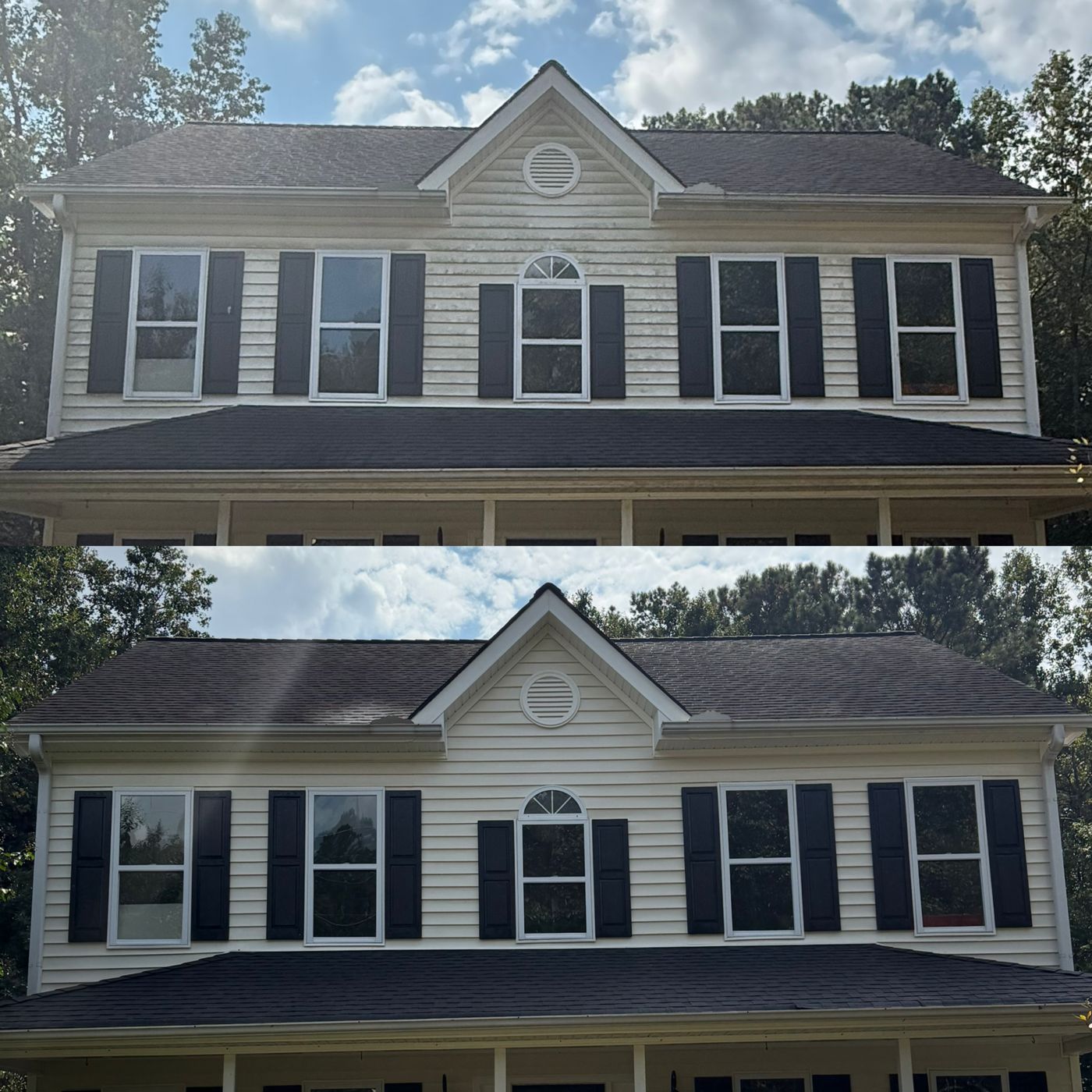 House washing result — clean siding on a North Georgia home