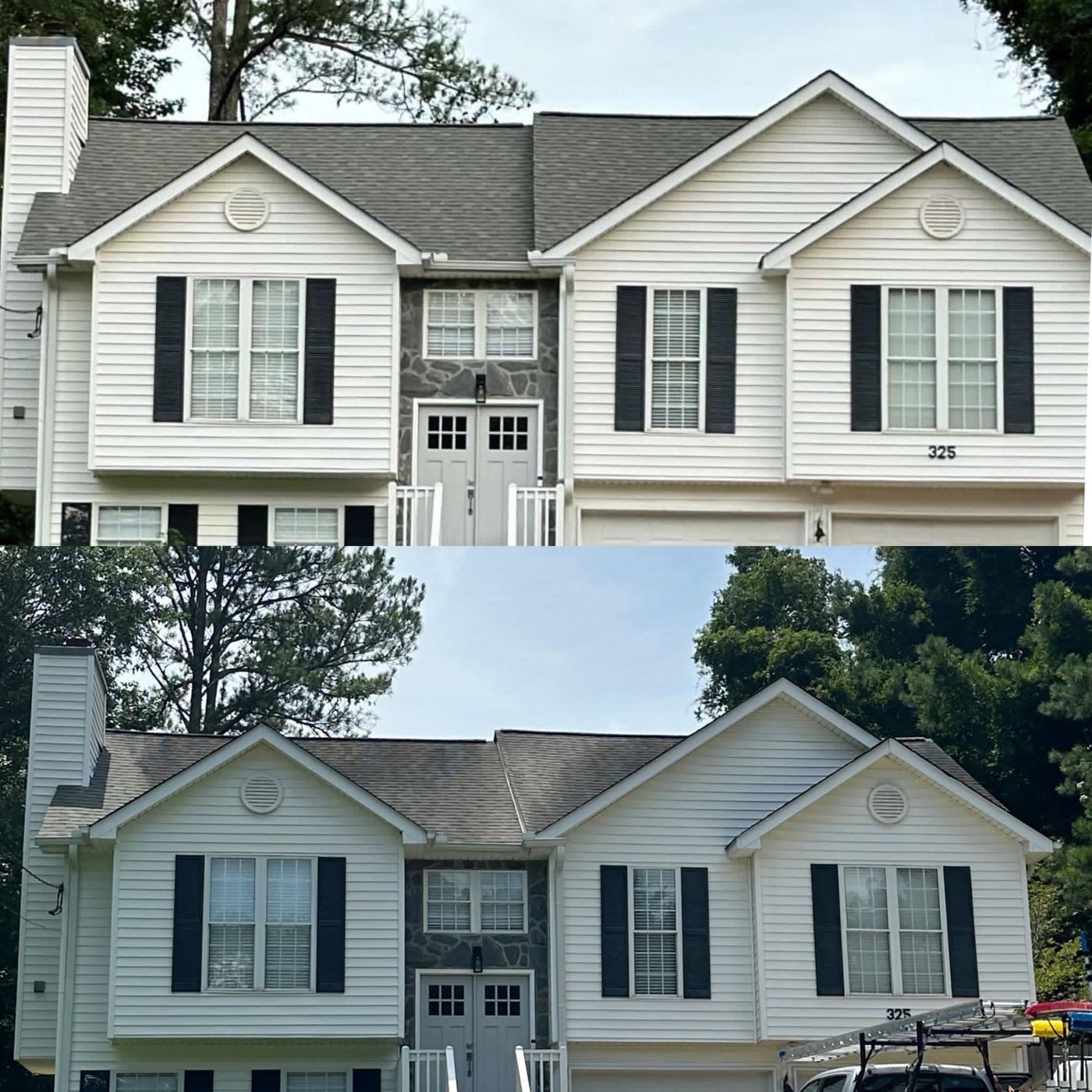 House washing result — clean siding on a North Georgia home