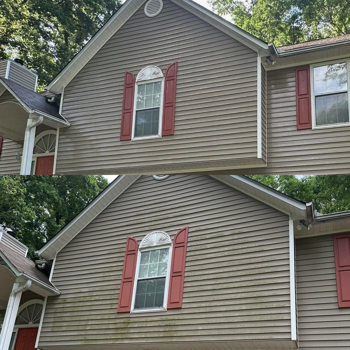 House washing result — clean siding on a North Georgia home