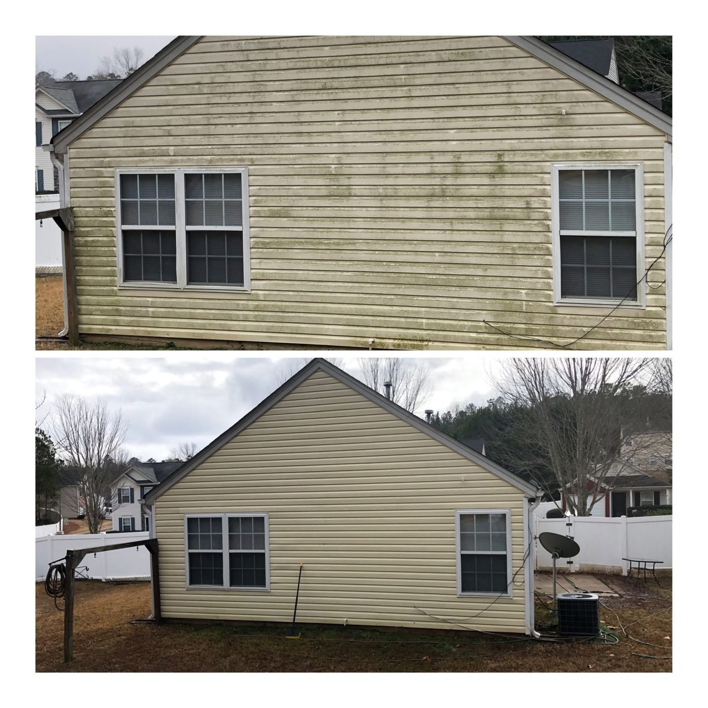 House washing result — clean siding on a North Georgia home