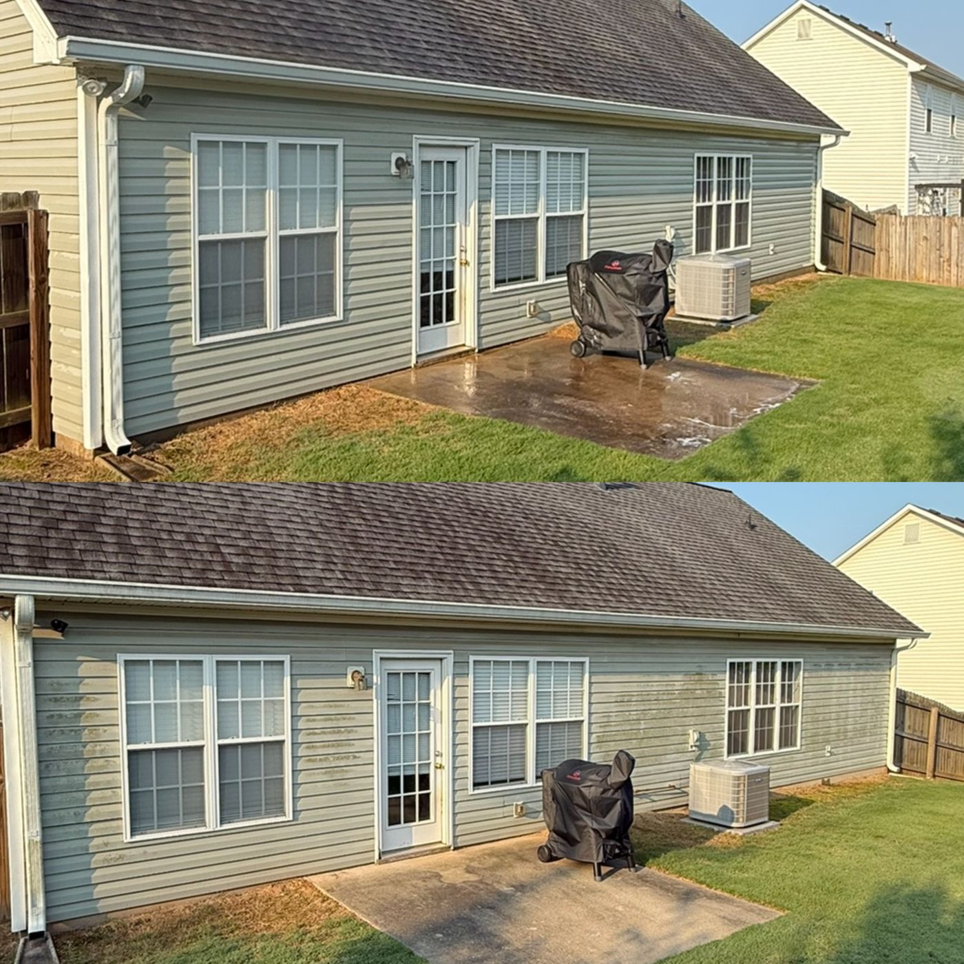 House washing result — clean siding on a North Georgia home