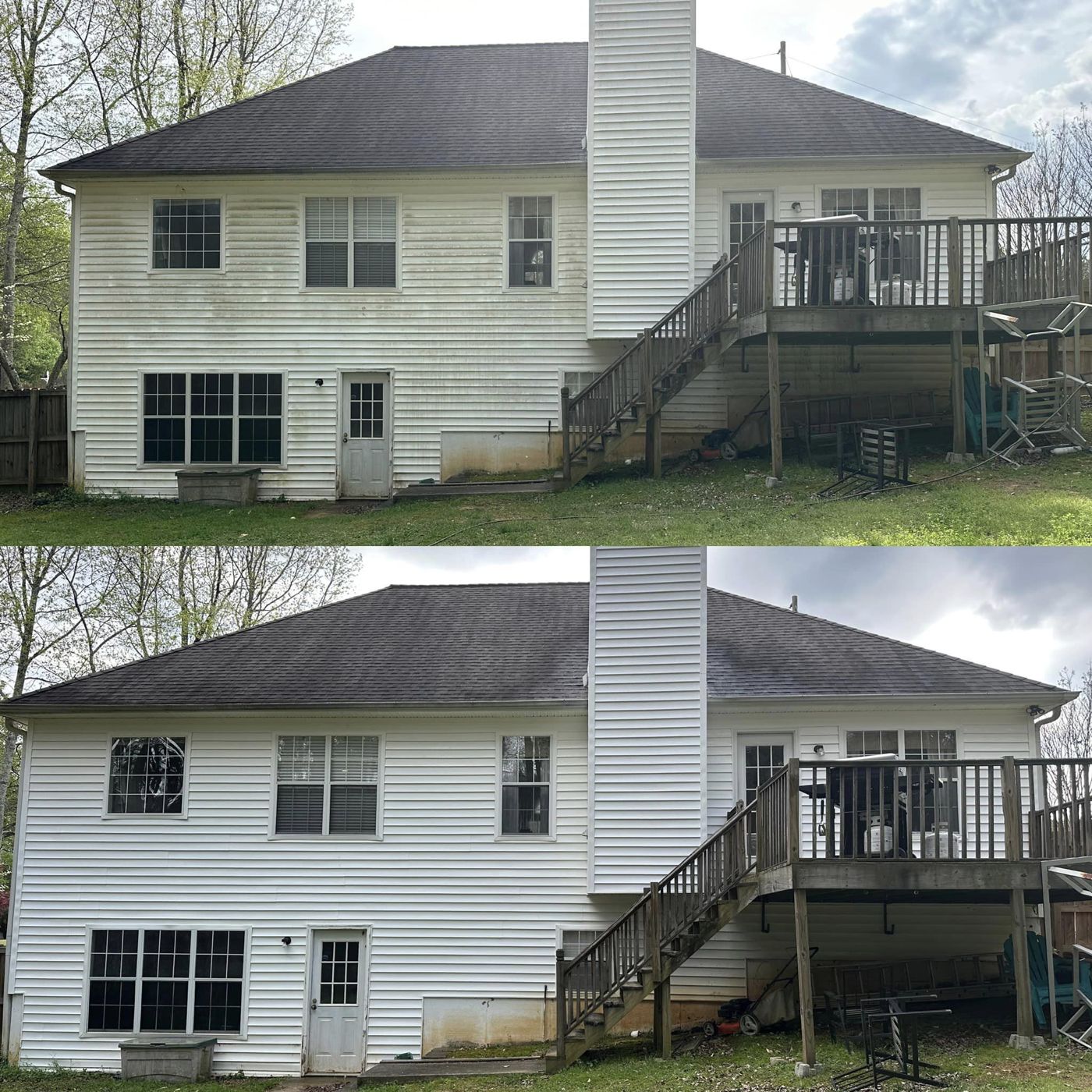 House washing result — clean siding on a North Georgia home