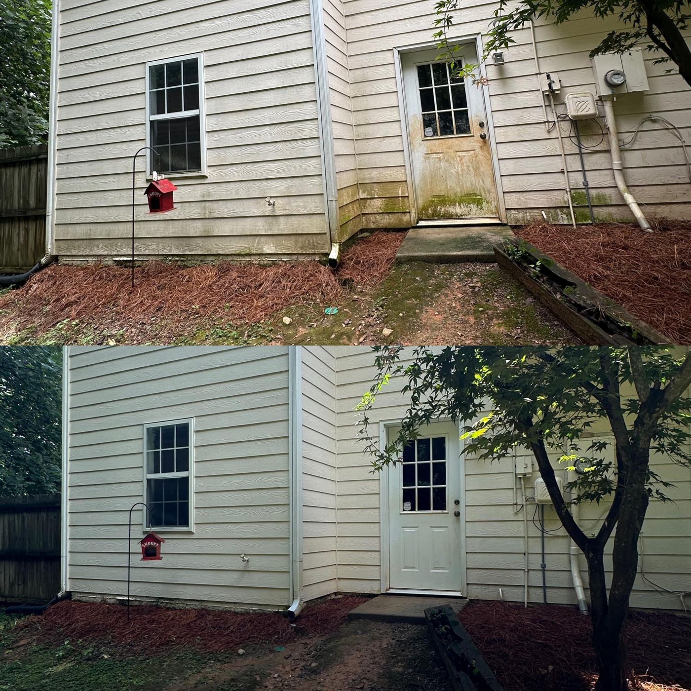 House washing result — clean siding on a North Georgia home