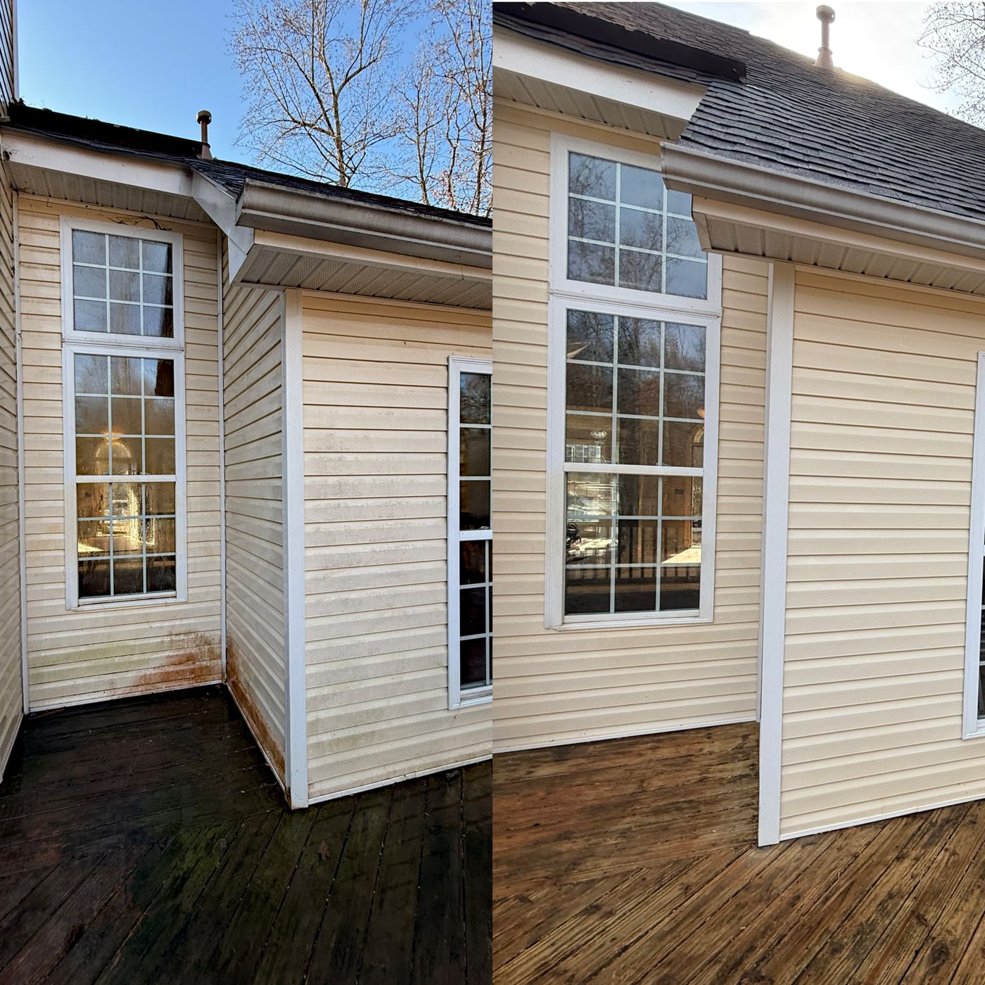House washing result — clean siding on a North Georgia home