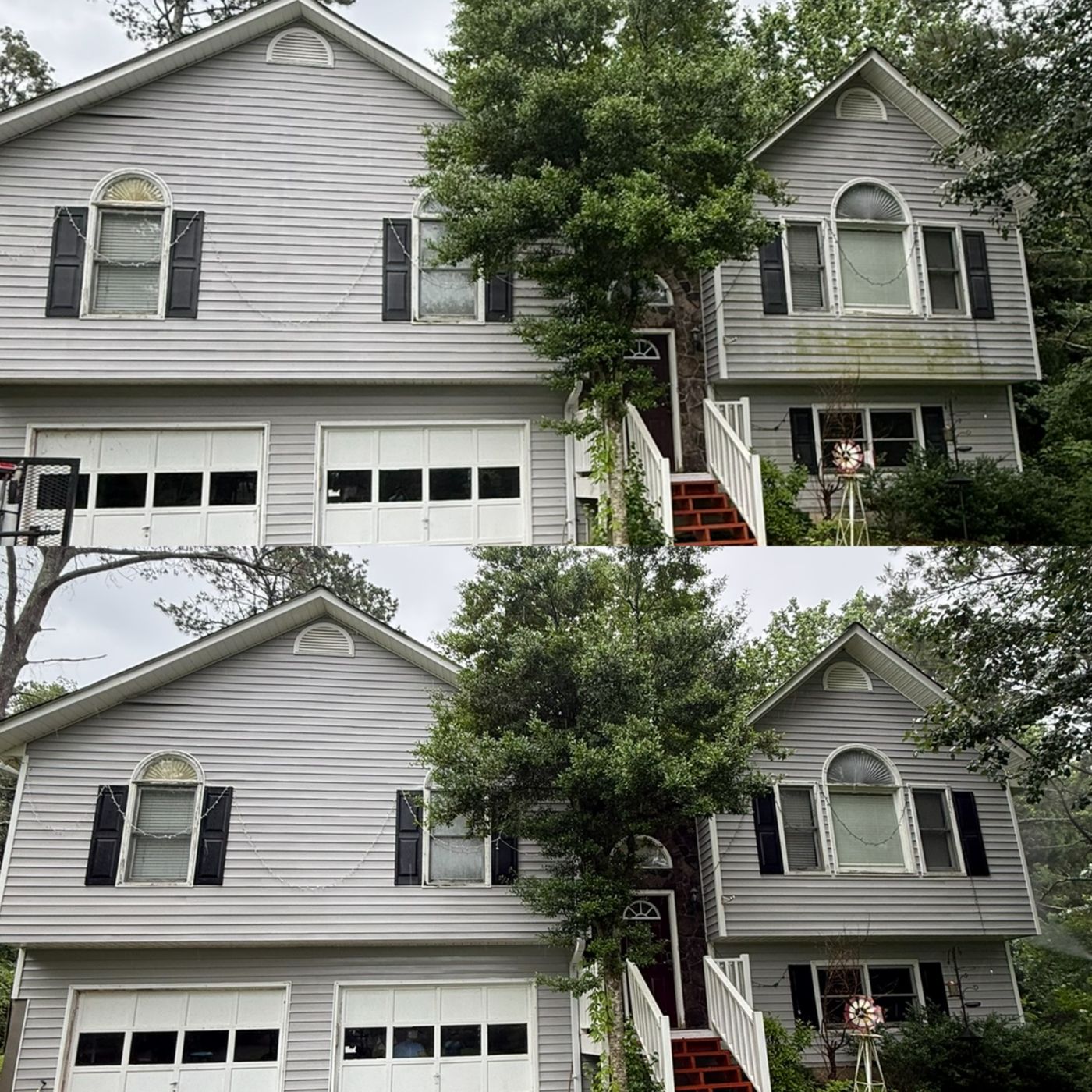 House washing result — clean siding on a North Georgia home